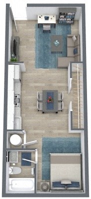 1 Bedroom Floor Plan at The Courts Midtown, Memphis, 38104